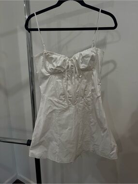 White Mini Dress with Bustier Detail - Women's